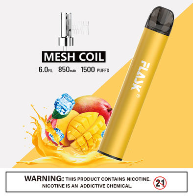 304 स्टेनलेस स्टील Ecig 1500puffs मेष कुंडल के साथ धूम्रपान नमक निक डिवाइस