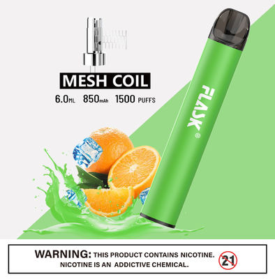 304 स्टेनलेस स्टील Ecig 1500puffs मेष कुंडल के साथ धूम्रपान नमक निक डिवाइस