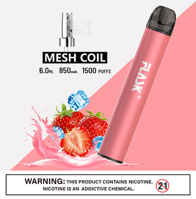 304 स्टेनलेस स्टील Ecig 1500puffs मेष कुंडल के साथ धूम्रपान नमक निक डिवाइस