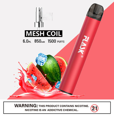 304 स्टेनलेस स्टील Ecig 1500puffs मेष कुंडल के साथ धूम्रपान नमक निक डिवाइस