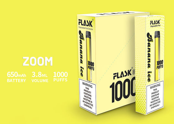 ज़ूम डिस्पोजल डिवाइस स्थिर प्रदर्शन Vapepen जर्मनी ने पीसी माउथपीस 650mah 3.8ml 1000puffs बनाया
