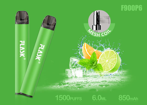 निकोसाल्ट 5% 1500puffs 6.0ml ग्लास ऑयल कार्ट्रिज मेश कॉइल के साथ;