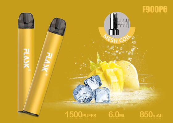 निकोसाल्ट 5% 1500puffs 6.0ml ग्लास ऑयल कार्ट्रिज मेश कॉइल के साथ;
