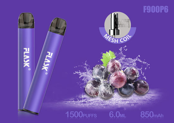 निकोसाल्ट 5% 1500puffs 6.0ml ग्लास ऑयल कार्ट्रिज मेश कॉइल के साथ;